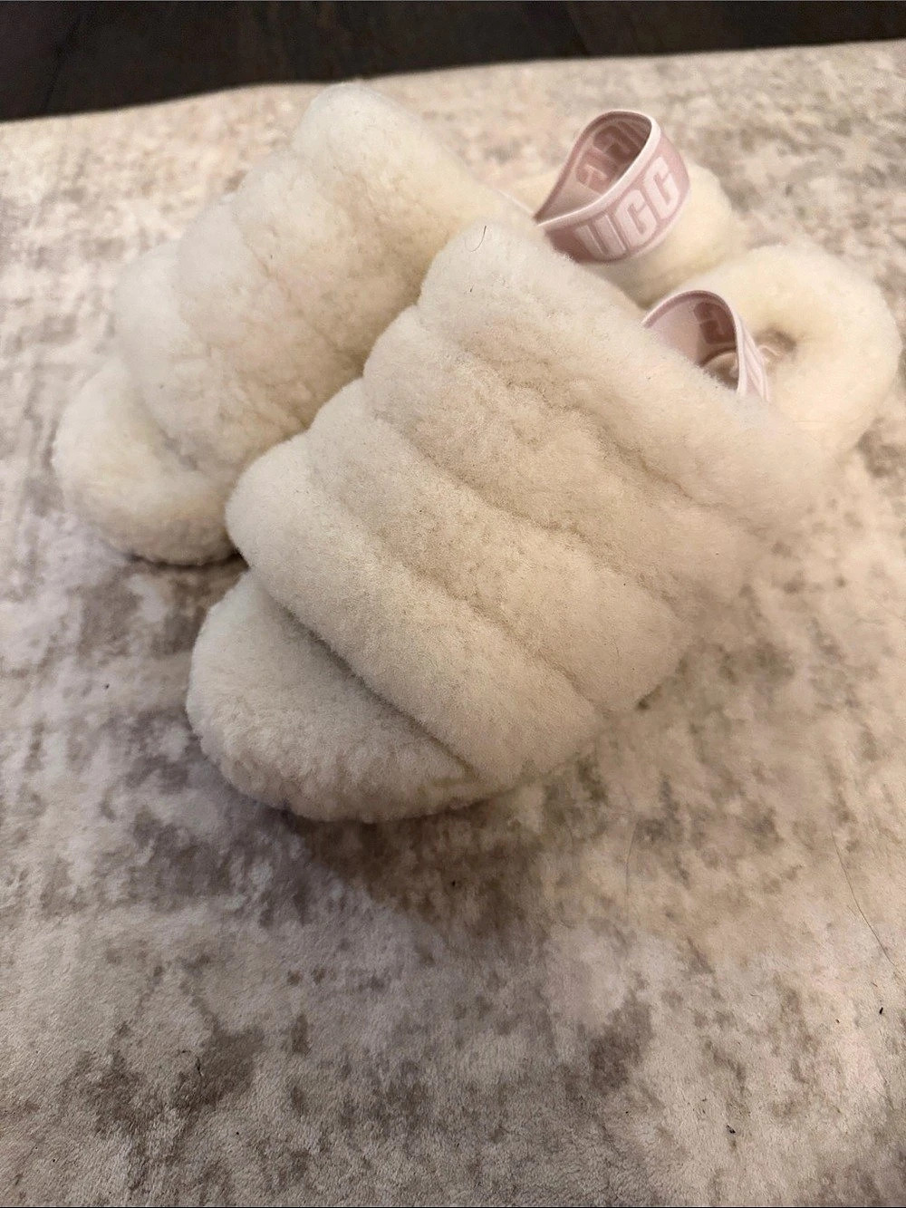 UGG Fluff Yeah Slide Plush Slippers in Cream